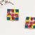 Abhika creations handcrafted colour-block square studs with leaf motif centre