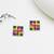 Abhika creations handcrafted colour-block square studs with leaf motif centre
