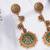 Abhika creations traditional gold & green enamel round dangler earrings