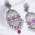Abhika creations antique silver peacock drop earrings with pink stone & pearl cluster