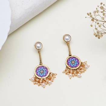 Abhika creations gold-toned mandala earrings with pearl stud & clustered pearl fringe 1