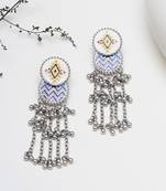 Abhika creations bohemian enamel oval dangler earrings with silver bead chains