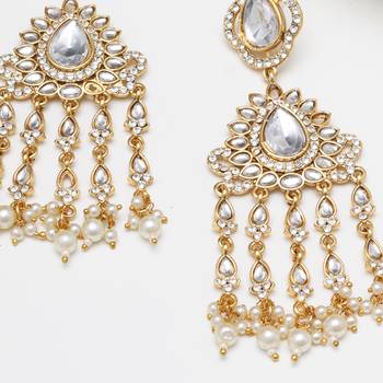 Abhika creations mirror-work statement dangler earrings with pearl fringe 2