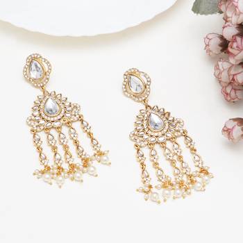 Abhika creations mirror-work statement dangler earrings with pearl fringe 3