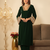 Bottle Green Pakistani Style Suit with Ethnic Gotta Lace Work