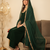 Bottle Green Pakistani Style Suit with Ethnic Gotta Lace Work