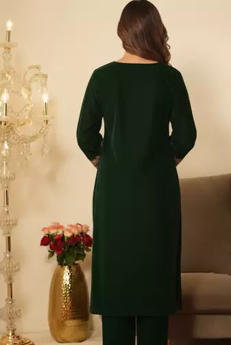Bottle Green Pakistani Gotta Work Kurta set
