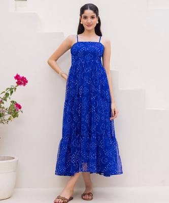 Blue color georgette beautiful gown for stylish college looks 1