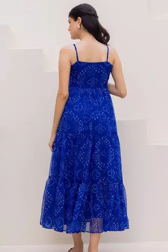 Blue color georgette beautiful gown for stylish college looks