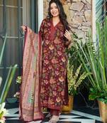 Wine color beautiful printed muslin fabric readymade palazzo dress