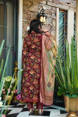Wine color beautiful printed muslin fabric readymade palazzo dress 2