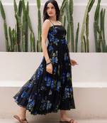 Black color georgette fabric beautiful girlie gown for stylish college looks