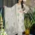 Grey color beautiful printed muslin fabric readymade palazzo dress