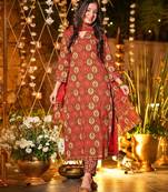 Maroon color beautiful printed muslin fabric readymade palazzo dress