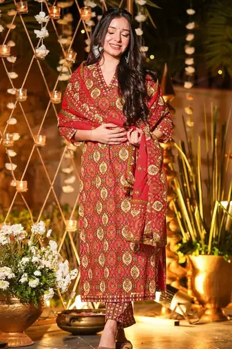 Maroon color beautiful printed muslin readymade palazzo dress