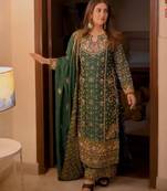 Green color georgette fabric heavy partywear palazzo dress