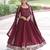 Maroon color vichitra silk fabric glamorous ceremonial gown for wedding looks