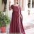 Maroon color vichitra silk fabric glamorous ceremonial gown for wedding looks