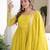 Yellow color vichitra silk fabric glamorous ceremonial gown for wedding looks