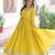 Yellow color vichitra silk fabric glamorous ceremonial gown for wedding looks
