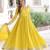 Yellow color vichitra silk fabric glamorous ceremonial gown for wedding looks