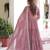 Peach color faux georgette fabric glamorous ceremonial gown for wedding looks