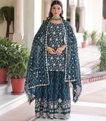 Rama color faux georgette fabric glamorous sequins designer partywear sharara dress