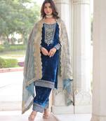 Blue color beautiful partywear sharara dress for rich indian girlie looks