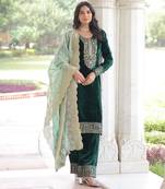 Green color beautiful partywear sharara dress for rich indian girlie looks
