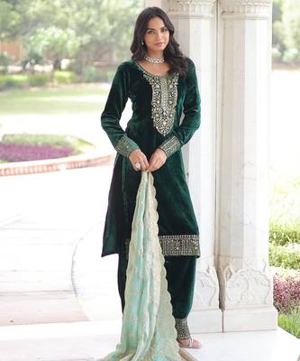 Green color beautiful partywear sharara dress for rich indian girlie looks 6