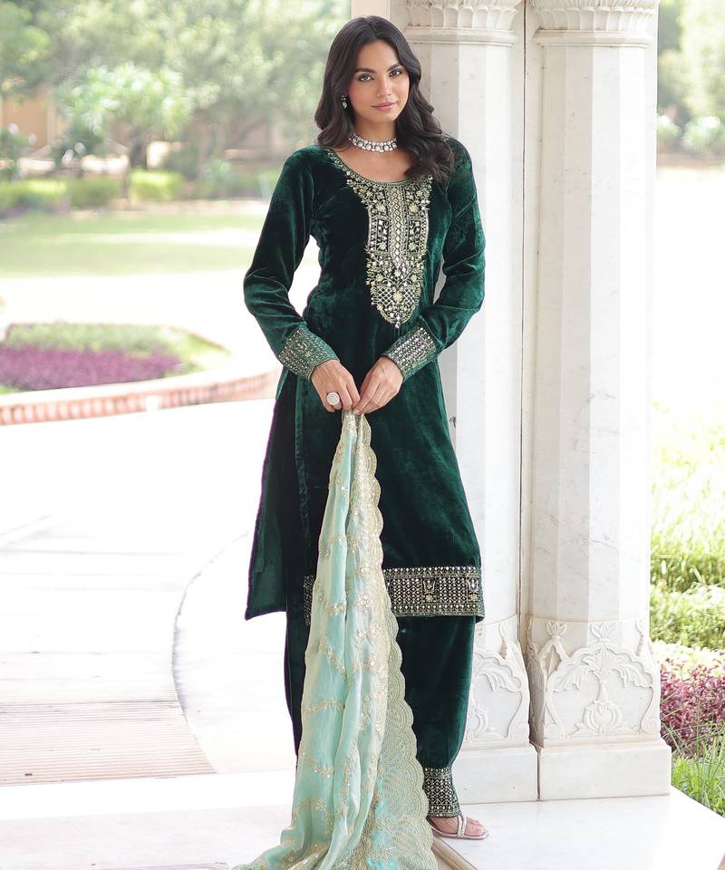 Green color beautiful partywear sharara dress for rich indian girlie looks