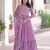 Purple color sophisticated rich party looks gown with dupatta