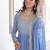 Sky blue color sophisticated rich party looks gown with dupatta