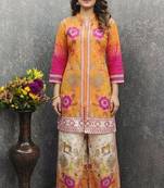 Orange color beautiful bollywood style designer printed coord set