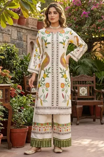 Off white color beautiful bollywood style designer printed coord set