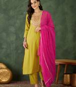 Liril color rayon fabric designer embroidered fancy kurta set