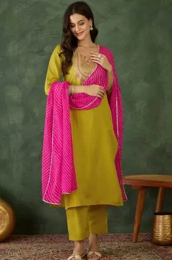 Liril color rayon embroidered fancy kurta set