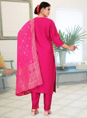 Pink color fancy readymade salwar kameez 2