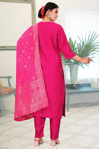 Pink color fancy readymade salwar kameez