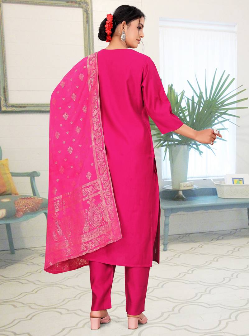Pink color ethnic fancy readymade salwar kameez