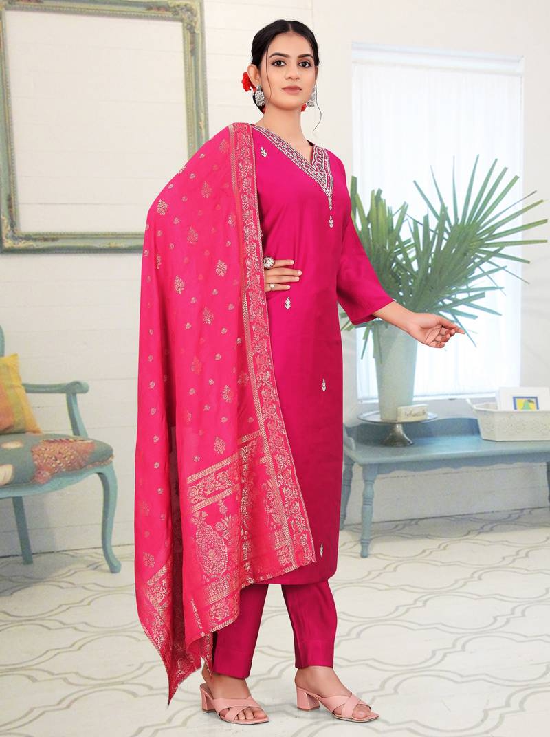 Pink color ethnic fancy readymade salwar kameez