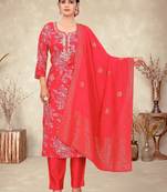 Red color ethnic fancy readymade salwar kameez