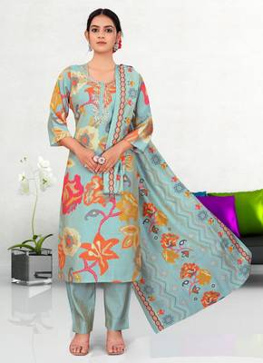 Blue color fancy readymade salwar kameez 1