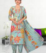Blue color ethnic fancy readymade salwar kameez