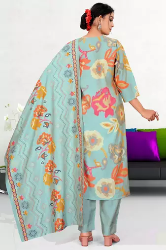 Blue color fancy readymade salwar kameez