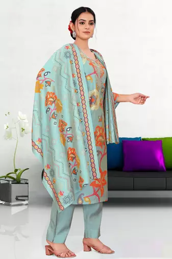 Blue color fancy readymade salwar kameez