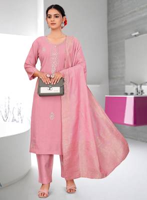 Pink color fancy readymade salwar kameez 1