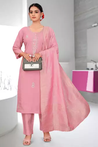 Pink color ethnic fancy readymade salwar kameez
