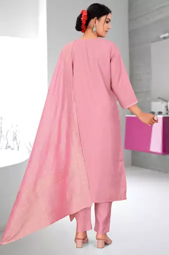 Pink color fancy readymade salwar kameez