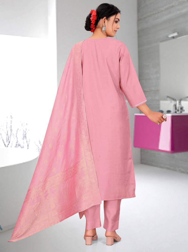 Pink color ethnic fancy readymade salwar kameez